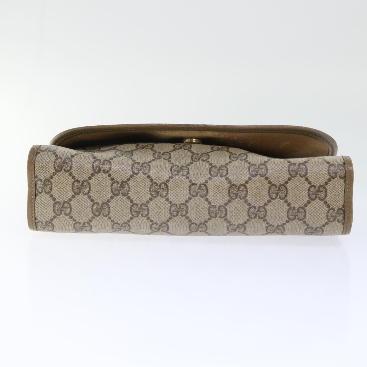 GUCCI GG Canvas Web Sherry Line Clutch Bag PVC Leather Beige Red Auth ep1380