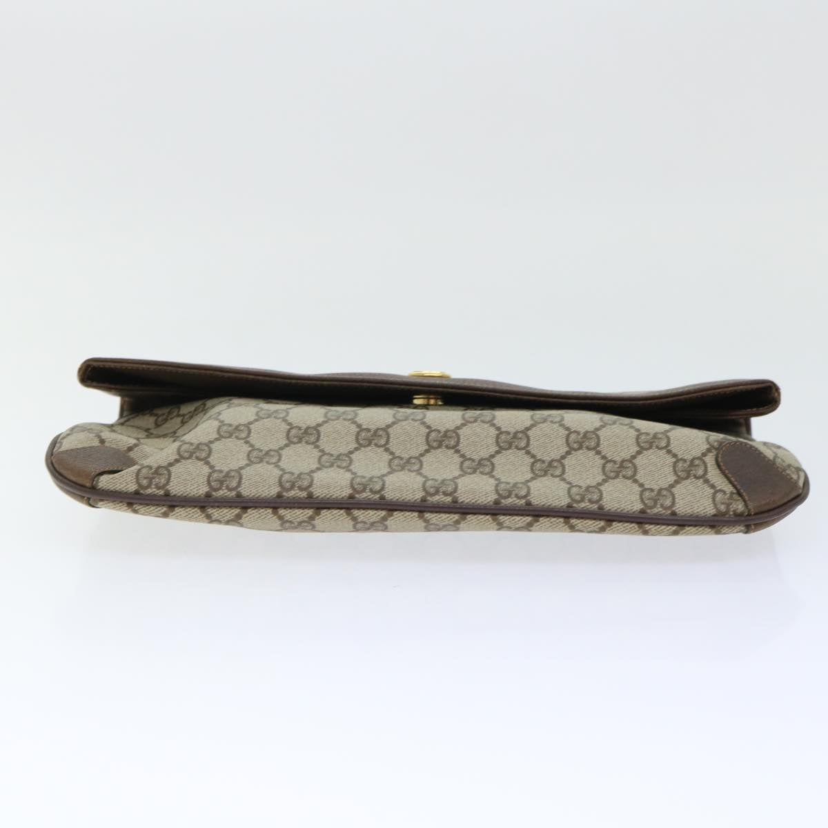 GUCCI GG Canvas Clutch Bag PVC Leather Beige Auth ep1382