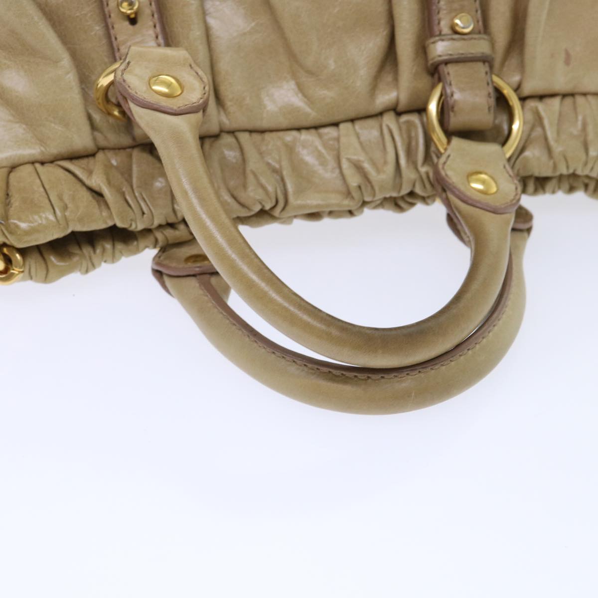 Miu Miu Hand Bag Leather 2way Shoulder Bag Beige Auth ep1389