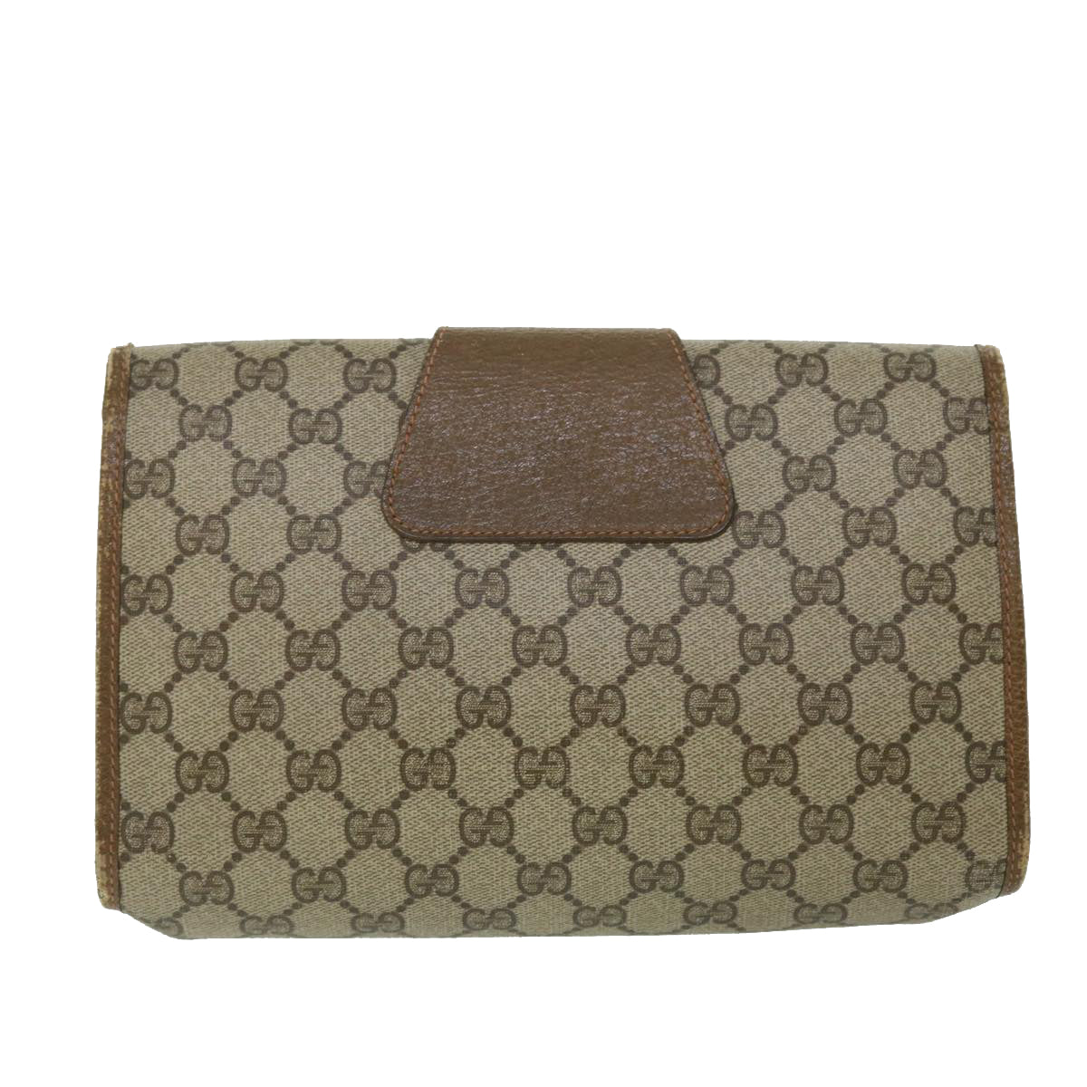 GUCCI GG Canvas Web Sherry Line Clutch Bag PVC Leather Beige Red Auth ep1418