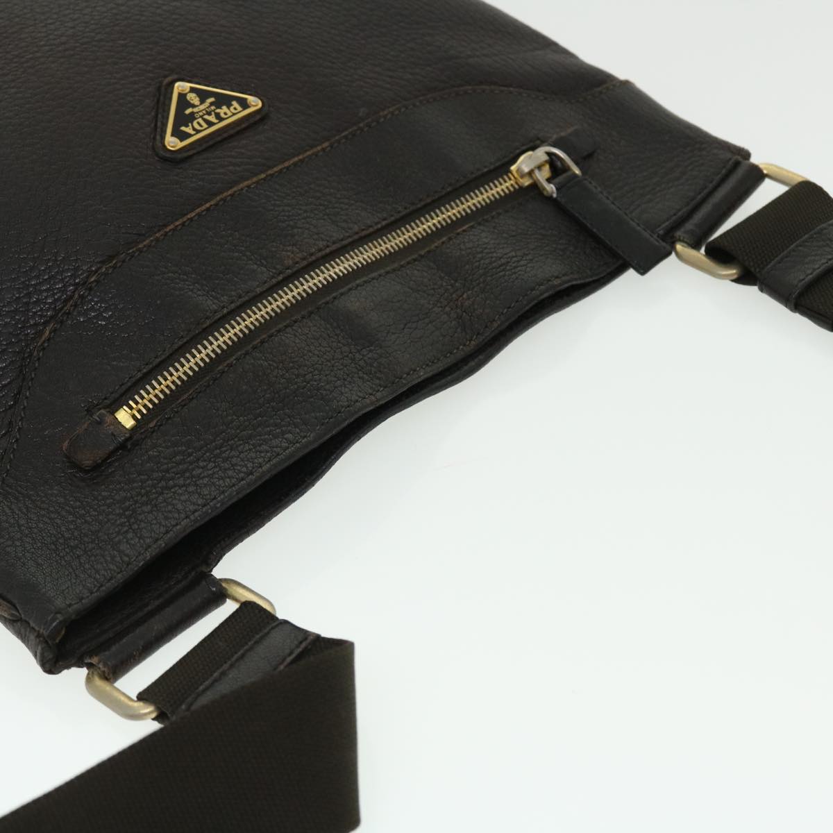 PRADA Shoulder Bag Leather Brown Auth ep1445