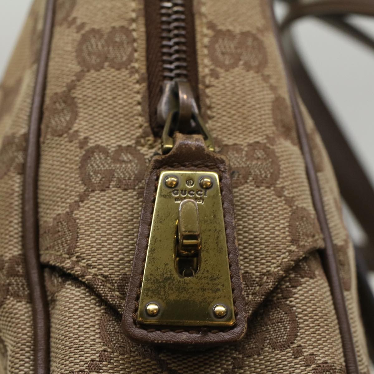 GUCCI GG Canvas Shoulder Bag Beige Brown 90674 Auth ep1460