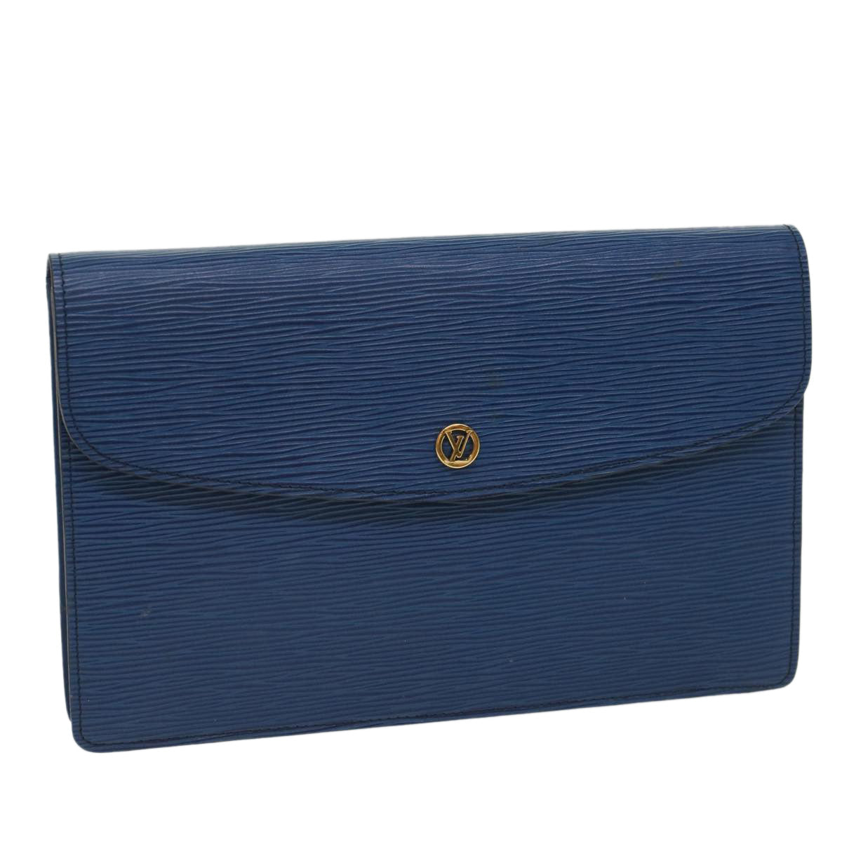 LOUIS VUITTON Epi Montaigne 27 Clutch Bag Blue M52655 LV Auth ep1461