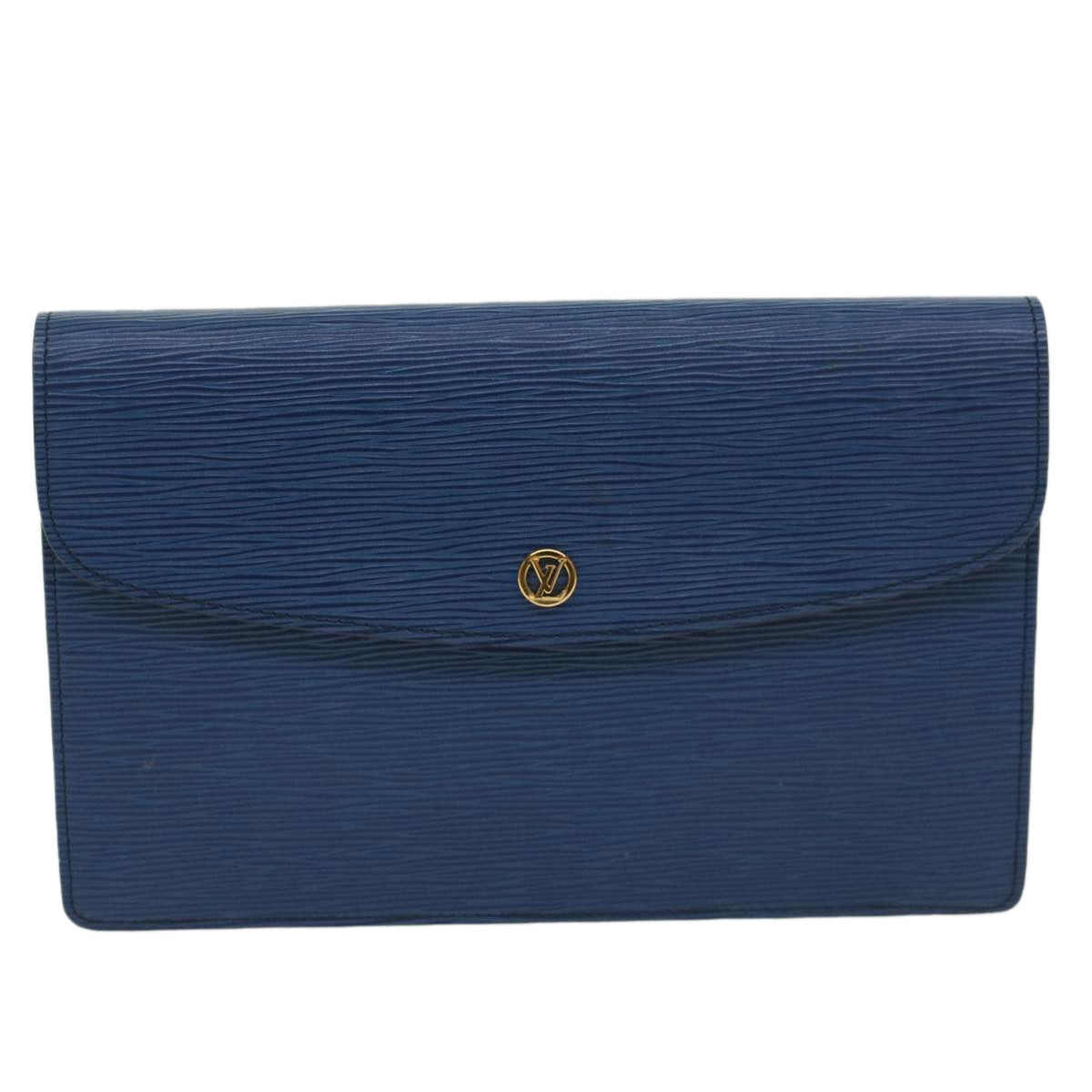 LOUIS VUITTON Epi Montaigne 27 Clutch Bag Blue M52655 LV Auth ep1461