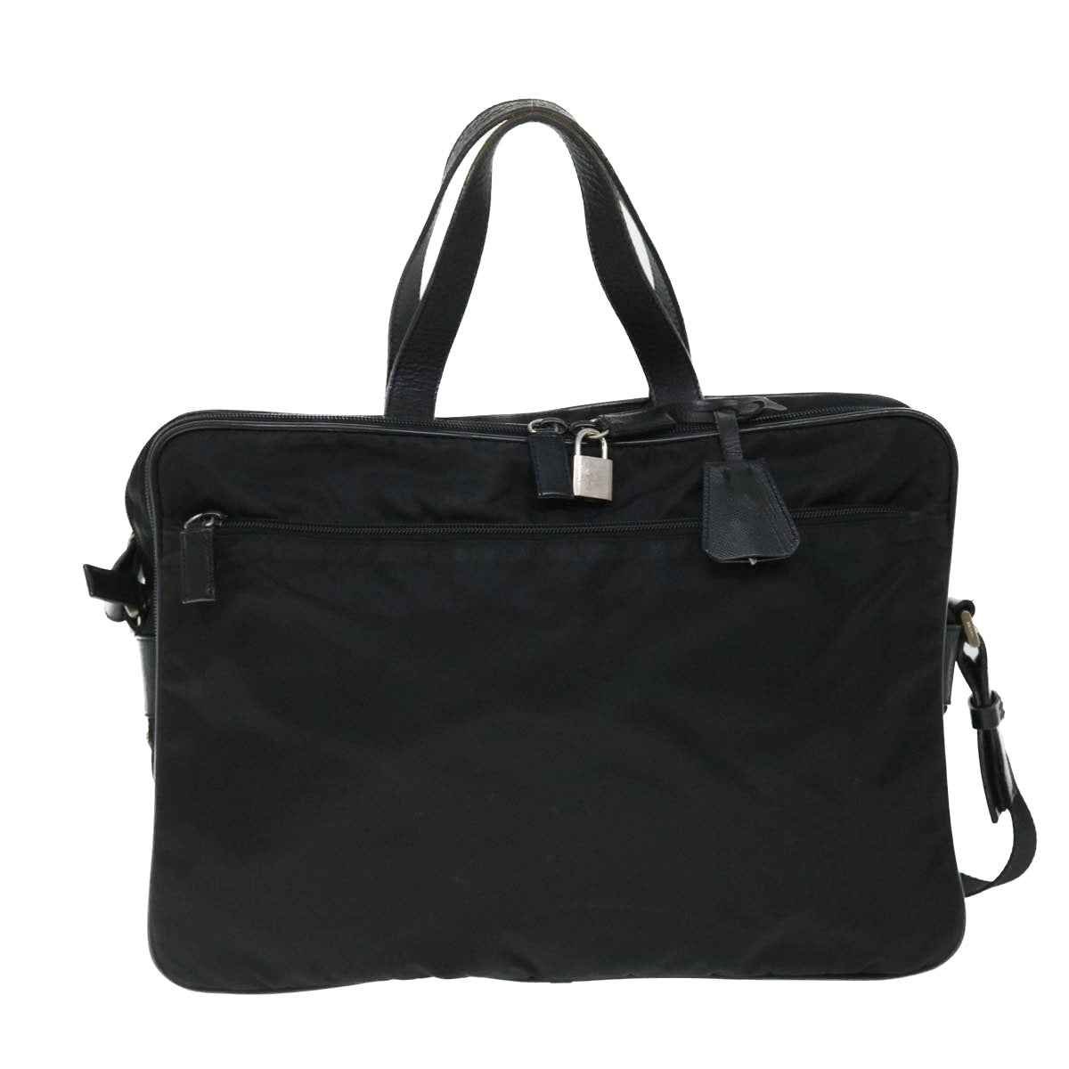 PRADA Shoulder Bag Nylon Leather 2way Black Auth ep1464 - 0