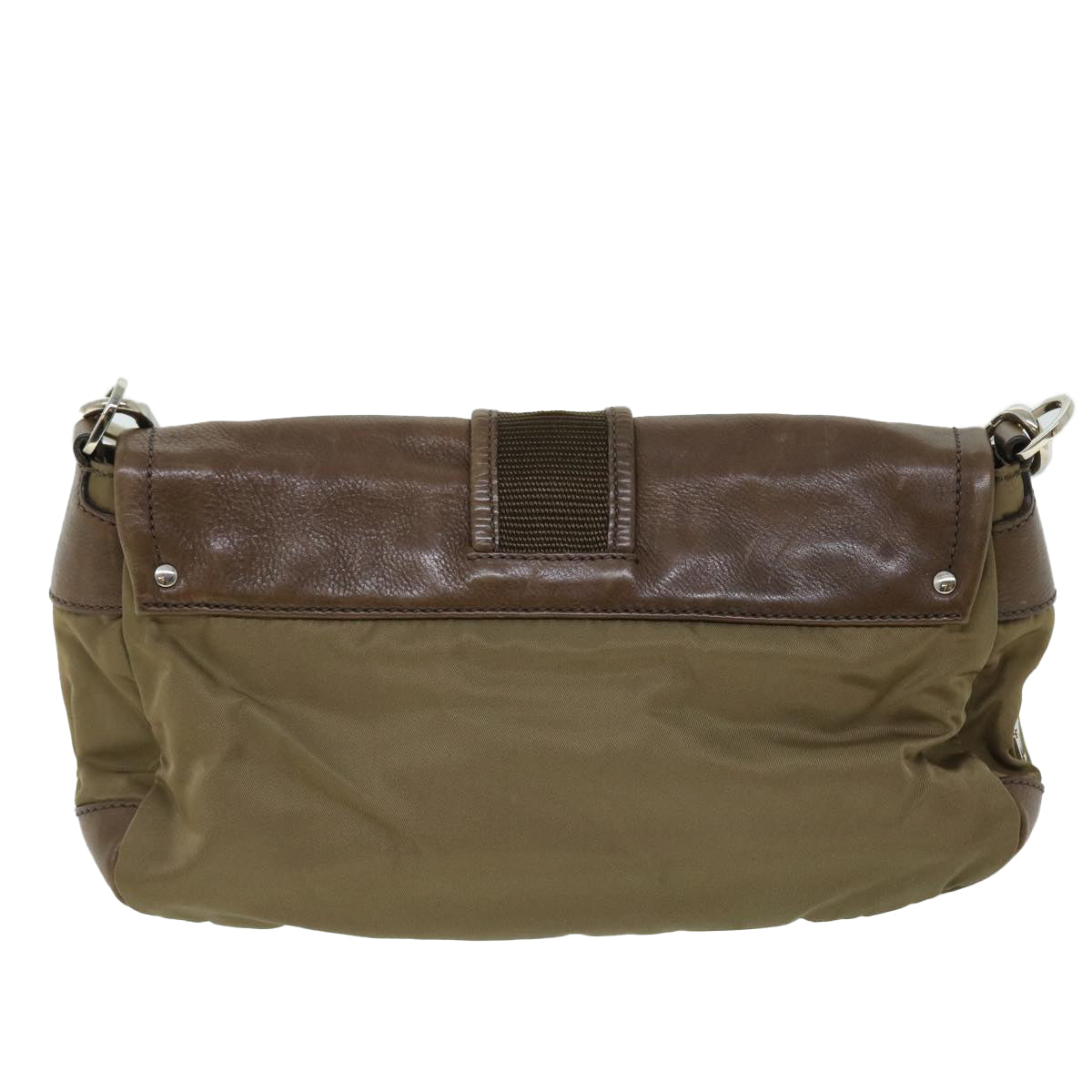 PRADA Shoulder Bag Nylon Leather Brown Auth ep1468 - 0