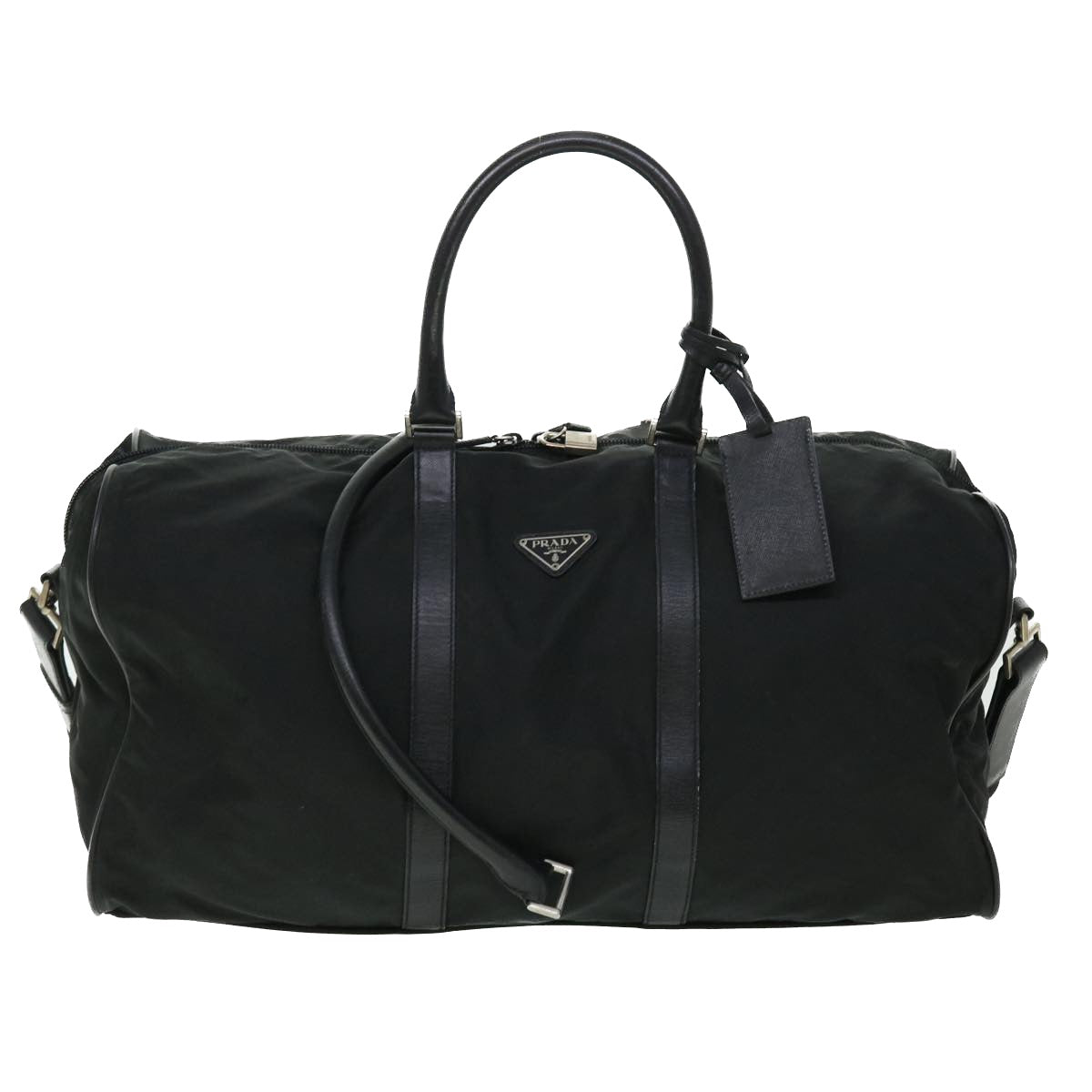 PRADA Boston Bag Nylon 2way Black Auth ep1480