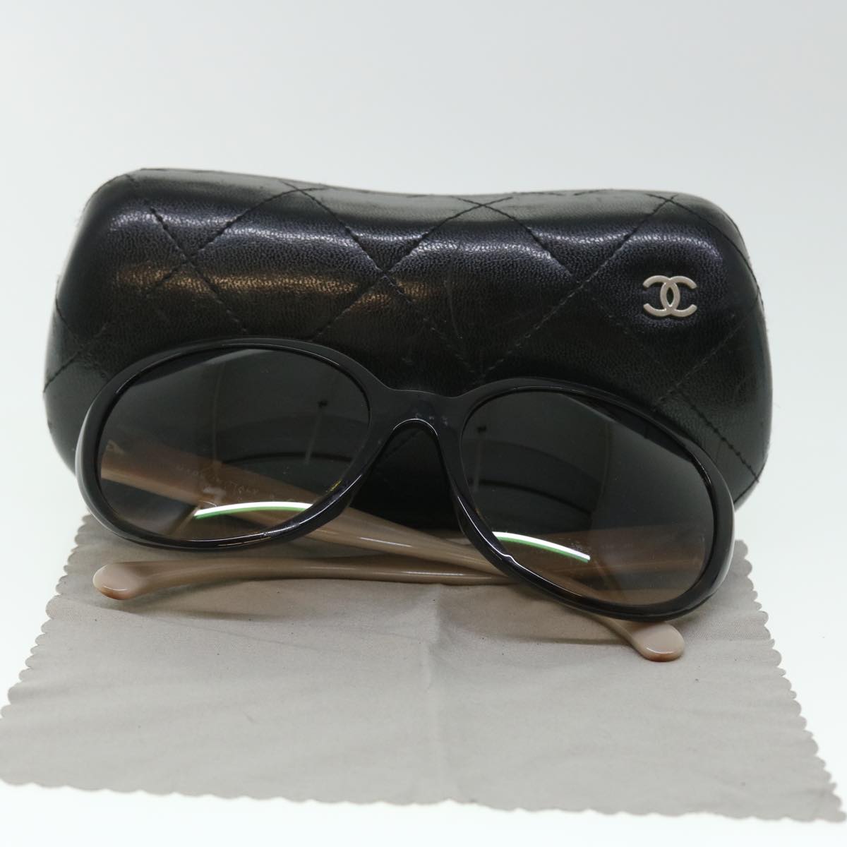 CHANEL Sunglasses Plastic Brown Pearl CC Auth ep1534