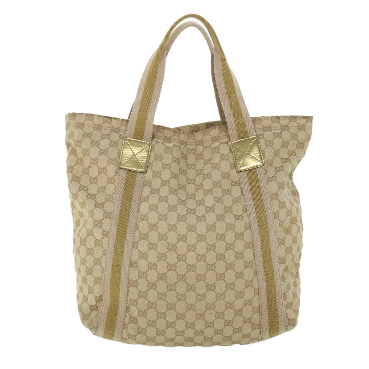 GUCCI GG Canvas Sherry Line Tote Bag Beige Pink gold 189669 Auth ep1541