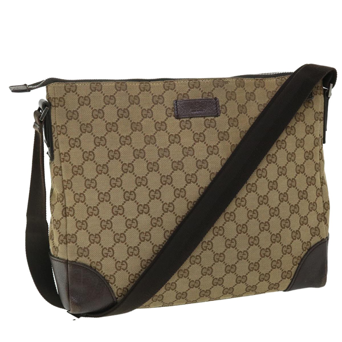 GUCCI GG Canvas Shoulder Bag Beige Brown 110054 Auth ep1545