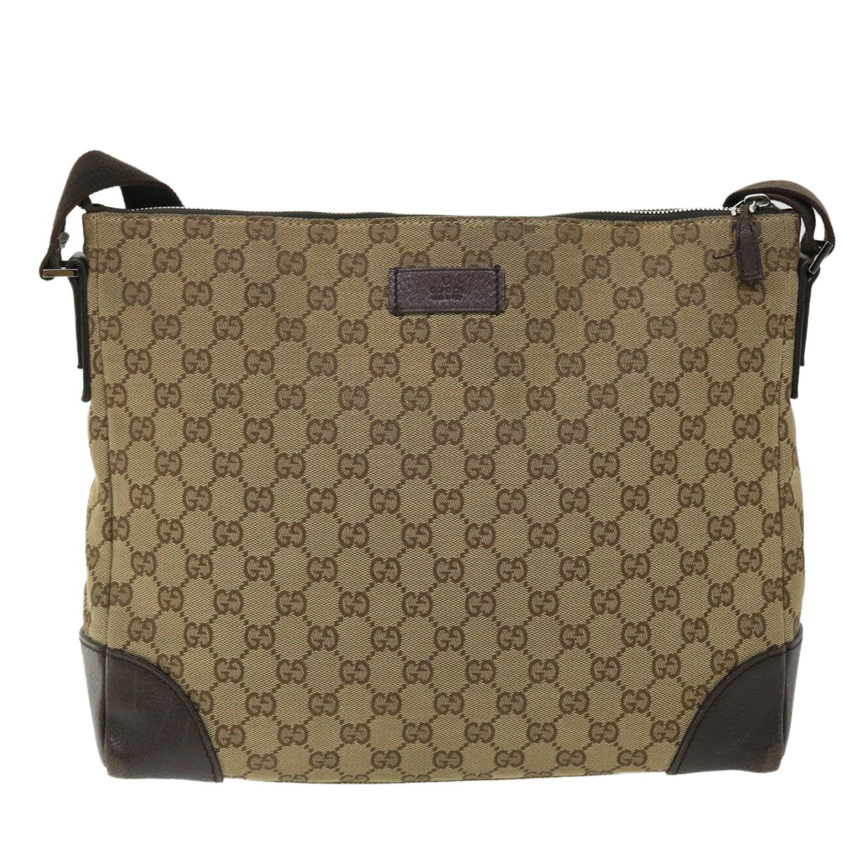 GUCCI GG Canvas Shoulder Bag Beige Brown 110054 Auth ep1545