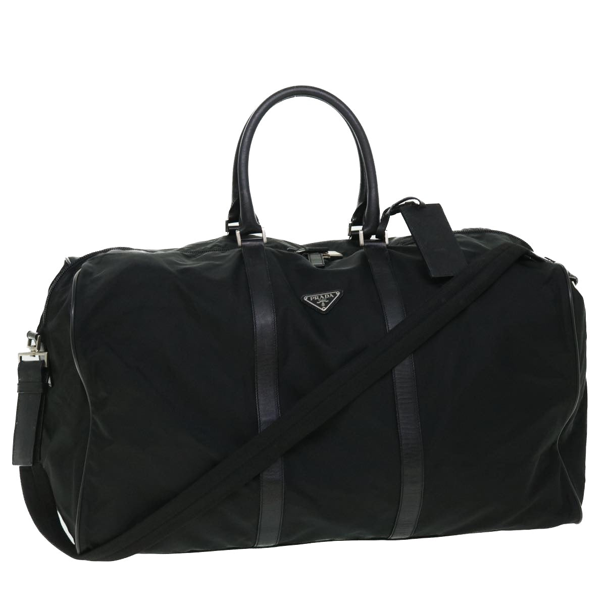 PRADA Boston Bag Nylon 2way Black Auth ep1549