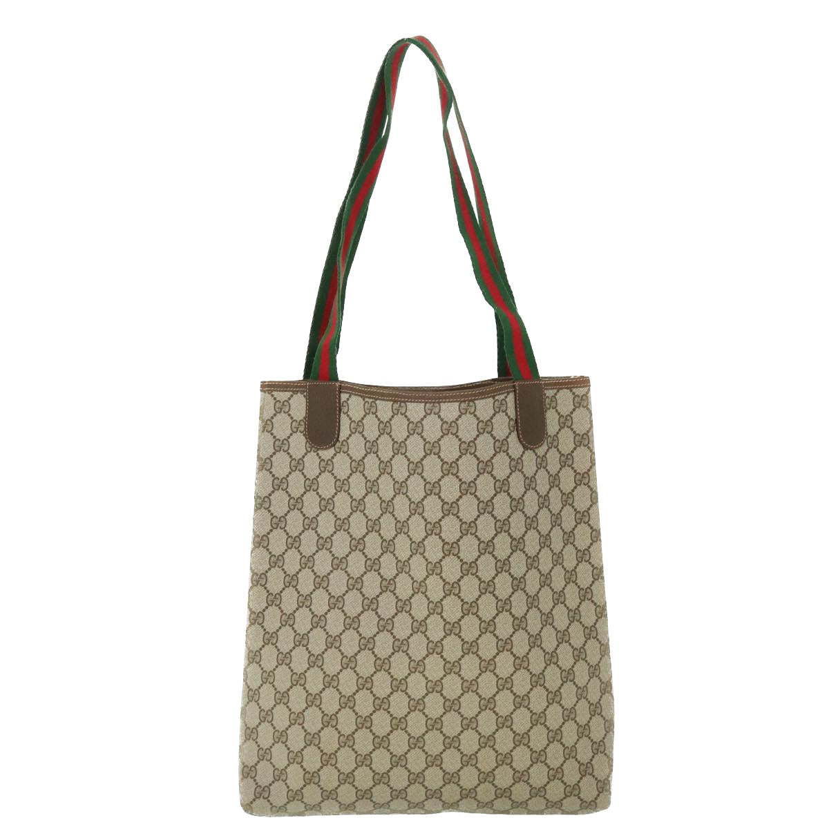 GUCCI GG Canvas Web Sherry Line Tote Bag PVC Leather Beige 40 02 003 Auth ep1554 - 0