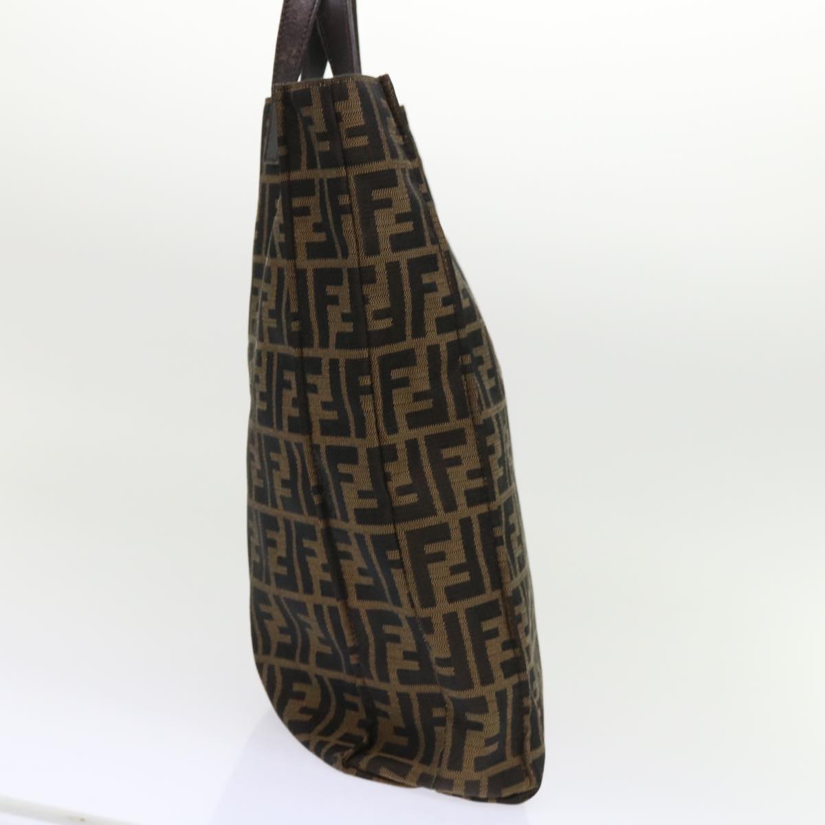 FENDI Zucca Canvas Tote Bag Nylon Brown Black Auth ep1558