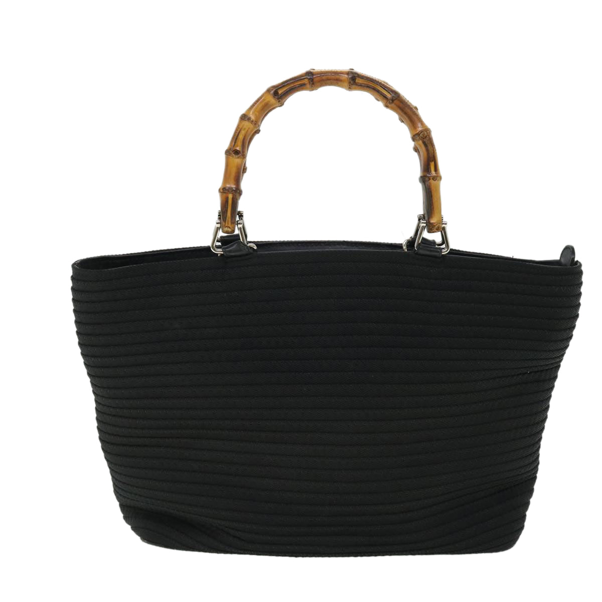 GUCCI Bamboo Hand Bag Canvas Black Auth ep1561