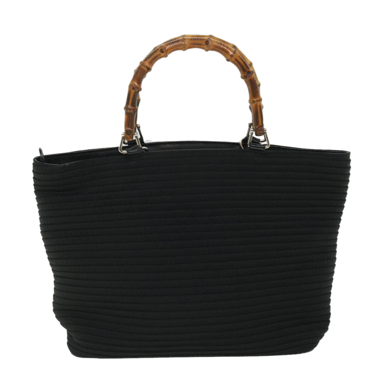 GUCCI Bamboo Hand Bag Canvas Black Auth ep1561