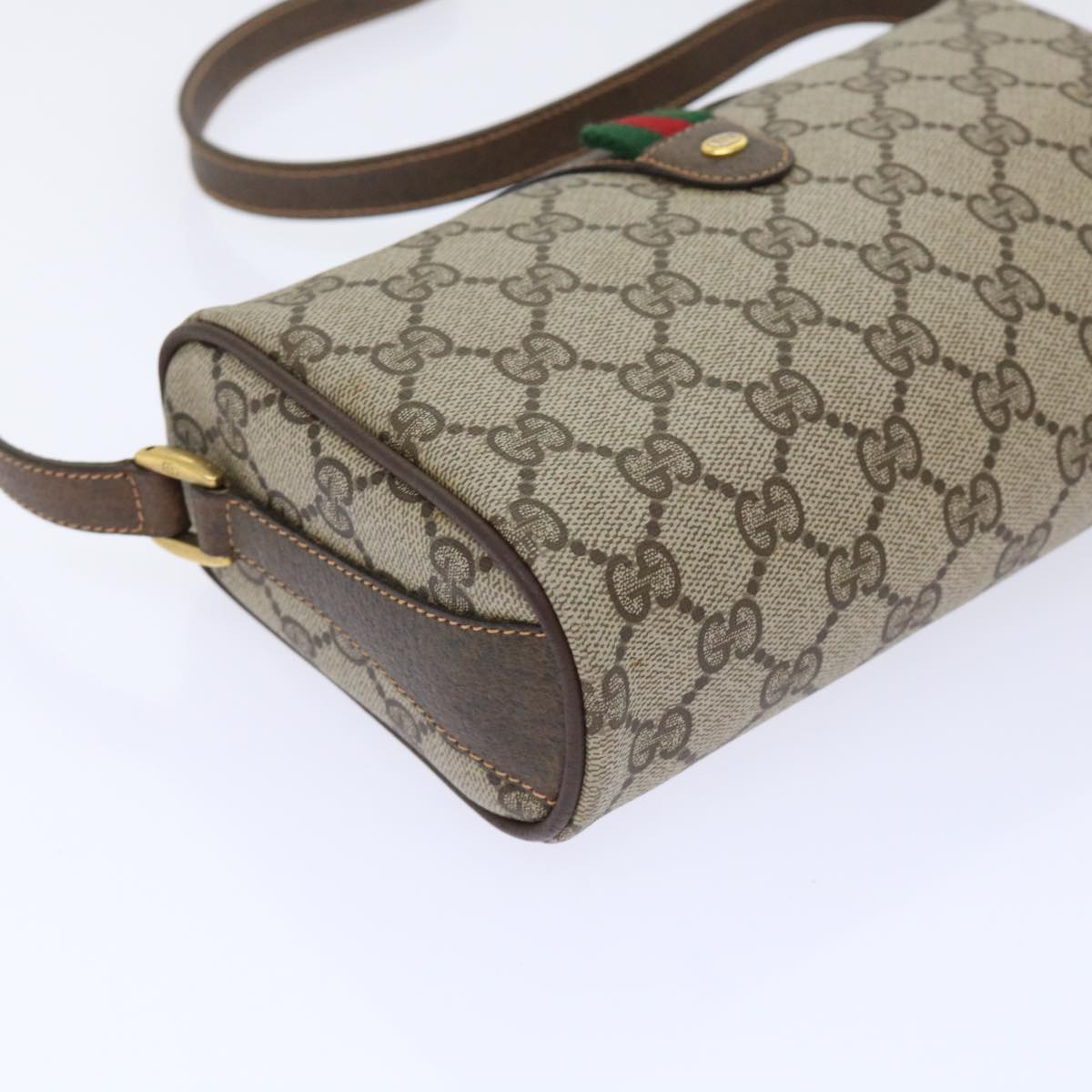 GUCCI GG Canvas Web Sherry Line Shoulder Bag Beige Red 89 02 018 Auth ep1563