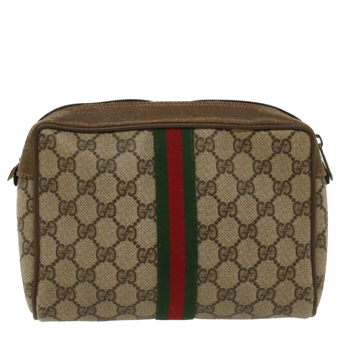 GUCCI GG Canvas Web Sherry Line Clutch Bag Beige Red Green 89 01 012 Auth ep1565 - 0