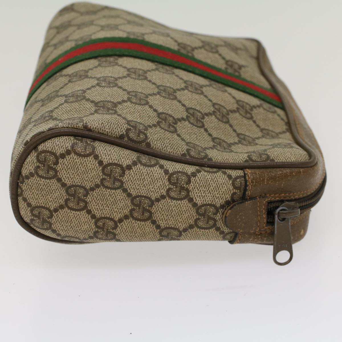 GUCCI GG Canvas Web Sherry Line Clutch Bag Beige Red Green 89 01 012 Auth ep1565