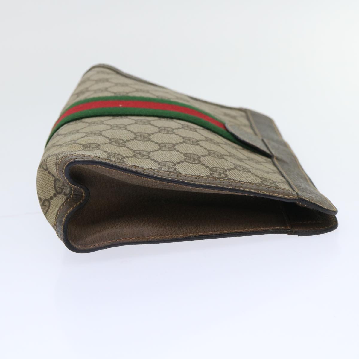 GUCCI GG Canvas Web Sherry Line Clutch Bag Beige Red Green 89 01 002 Auth ep1566