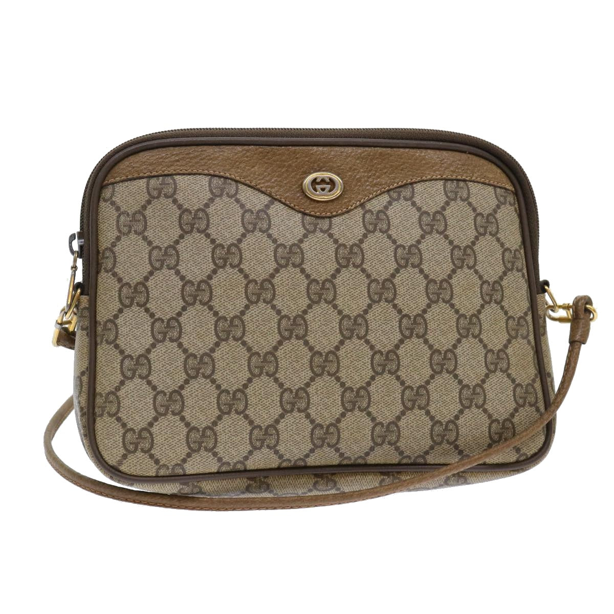 GUCCI GG Canvas Shoulder Bag PVC Leather Beige 97 02 068 Auth ep1569