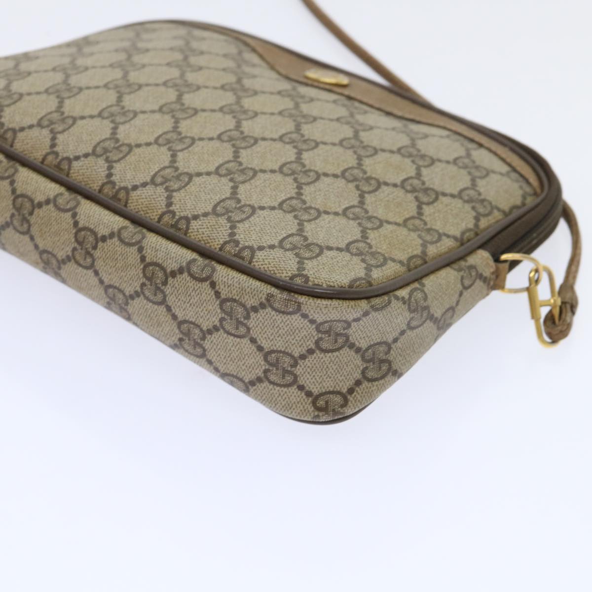 GUCCI GG Canvas Shoulder Bag PVC Leather Beige 97 02 068 Auth ep1569