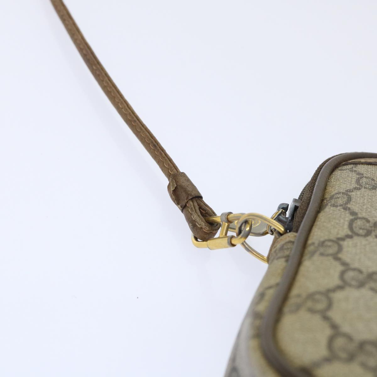 GUCCI GG Canvas Shoulder Bag PVC Leather Beige 97 02 068 Auth ep1569