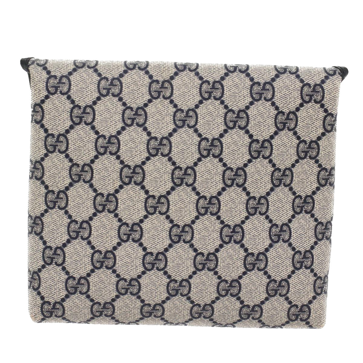 GUCCI GG Canvas Pouch PVC Leather Gray Navy 010 378 Auth ep1572 - 0