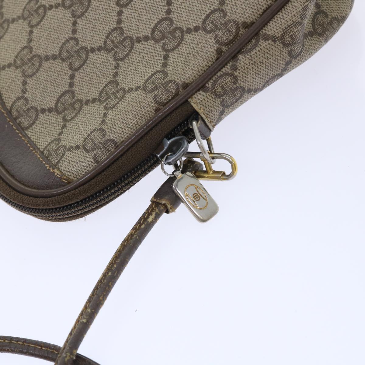 GUCCI GG Canvas Shoulder Bag PVC Leather Beige 97 02 068 Auth ep1573