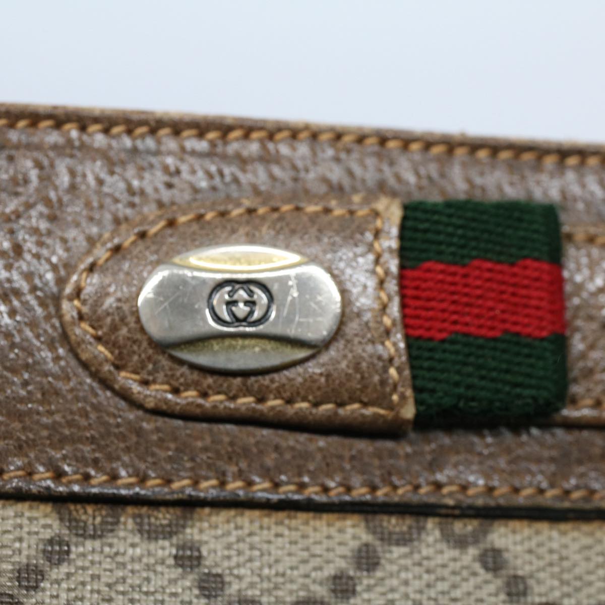 GUCCI GG Canvas Web Sherry Line Shoulder Bag Beige Red Green Auth ep1575