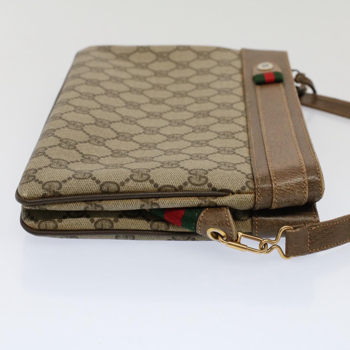 GUCCI GG Canvas Web Sherry Line Shoulder Bag Beige Red Green Auth ep1575