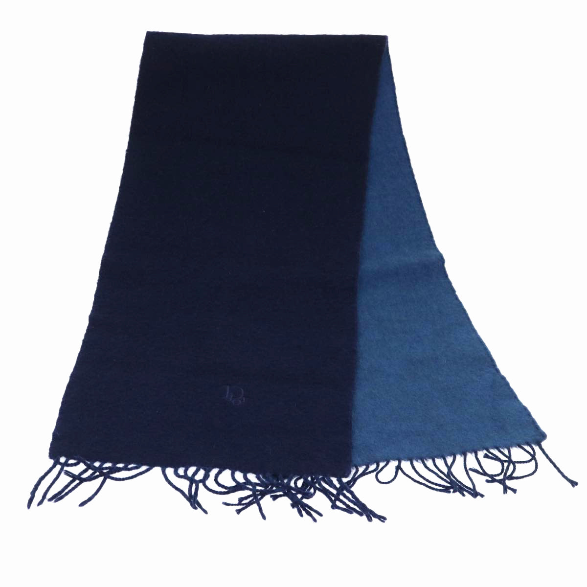 Christian Dior Scarf Cashmere Wool Navy Auth ep1578