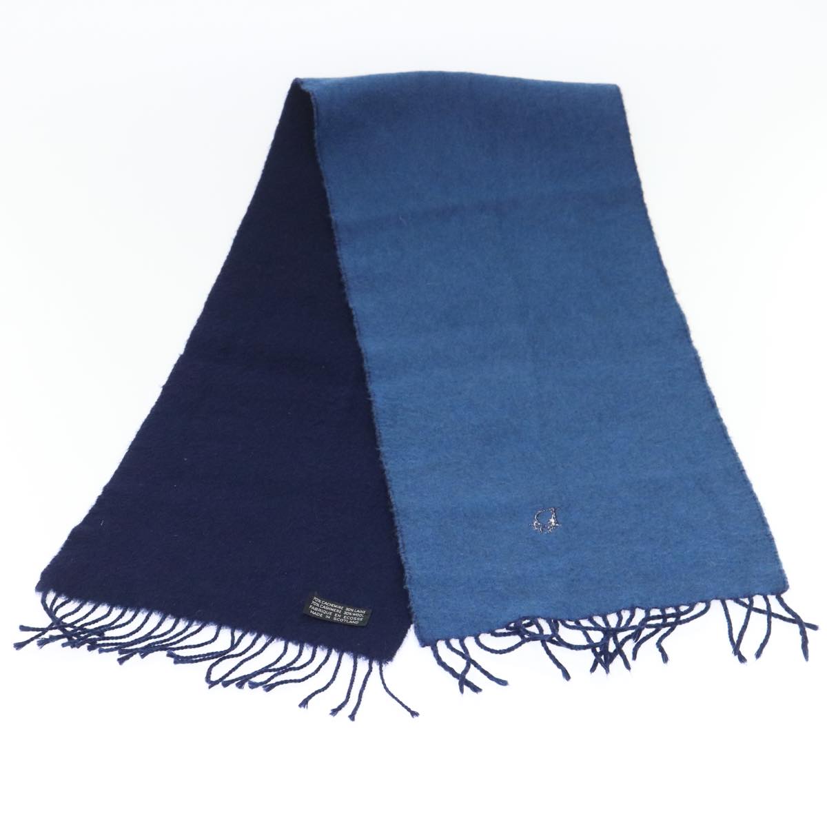 Christian Dior Scarf Cashmere Wool Navy Auth ep1578