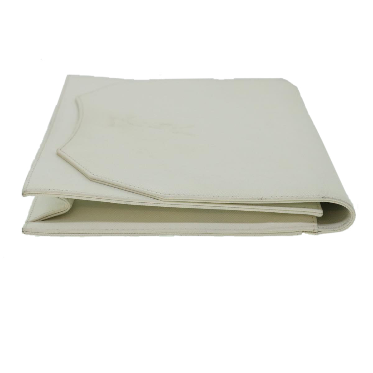 SAINT LAURENT Clutch Bag Leather White Auth ep1580