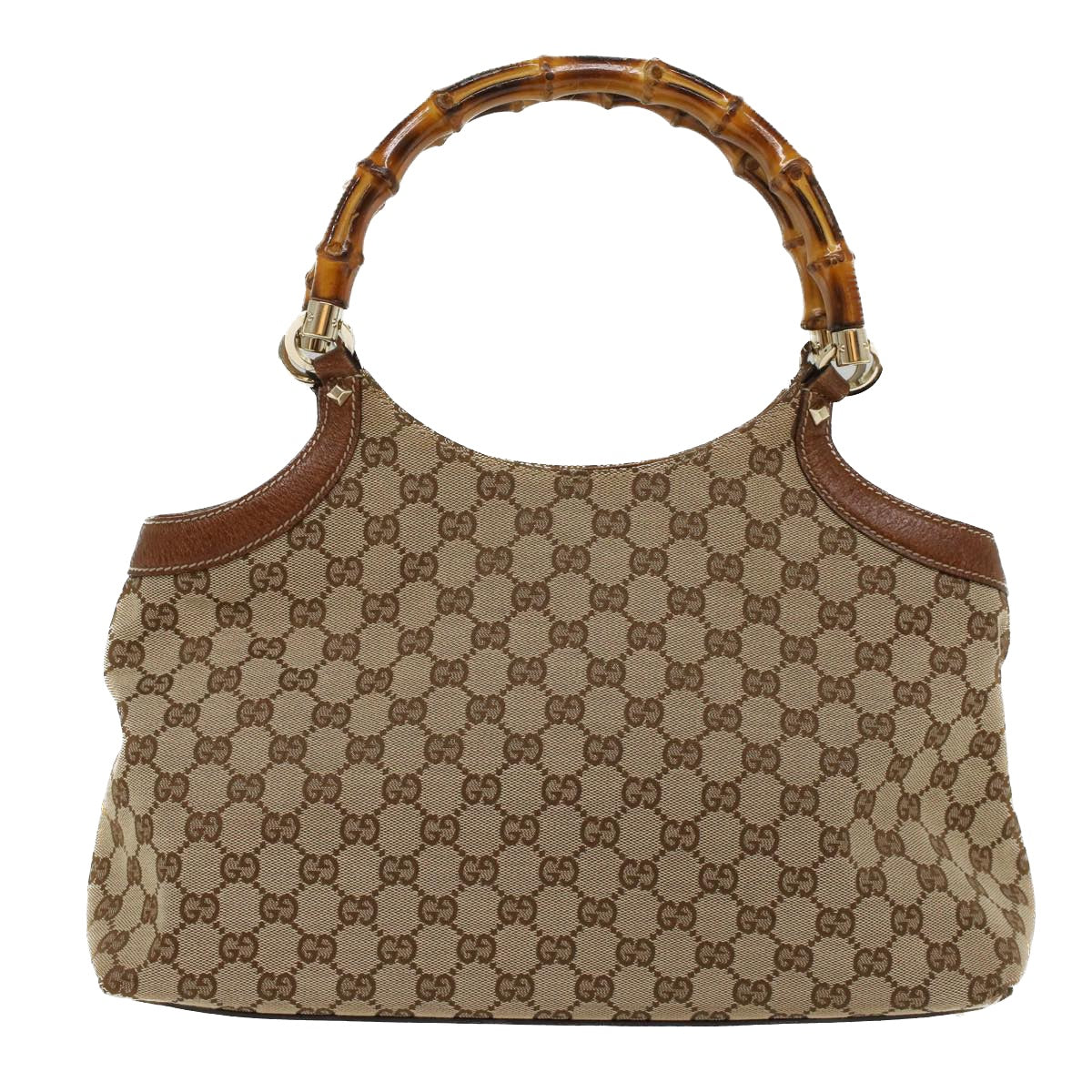 GUCCI GG Canvas Bamboo Hand Bag Beige 137395 Auth ep1585 - 0