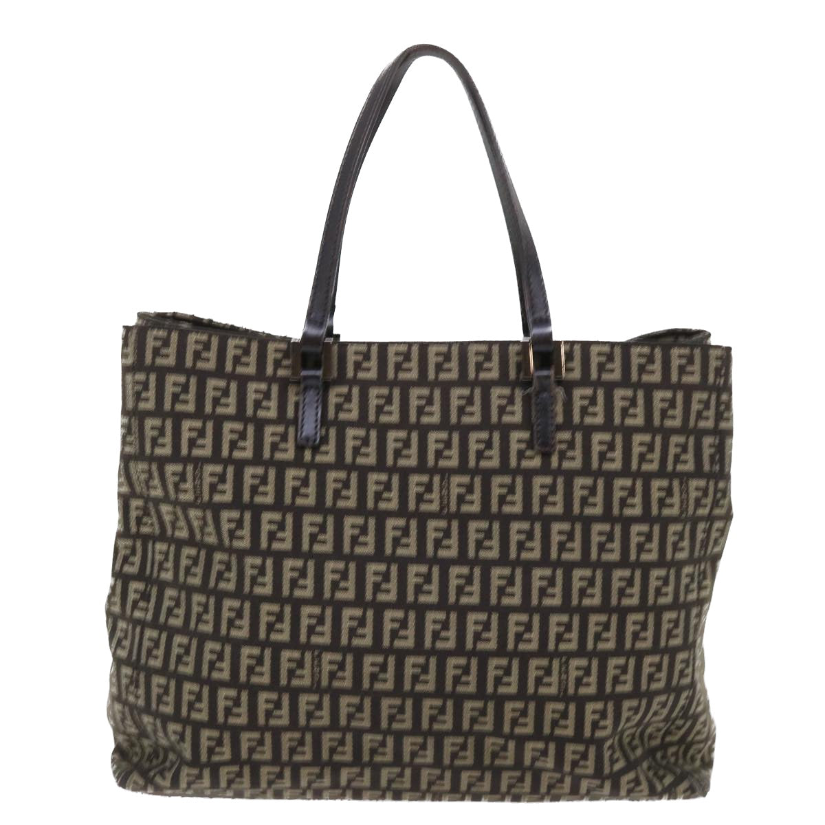 FENDI Zucchino Canvas Tote Bag Brown Auth ep1590