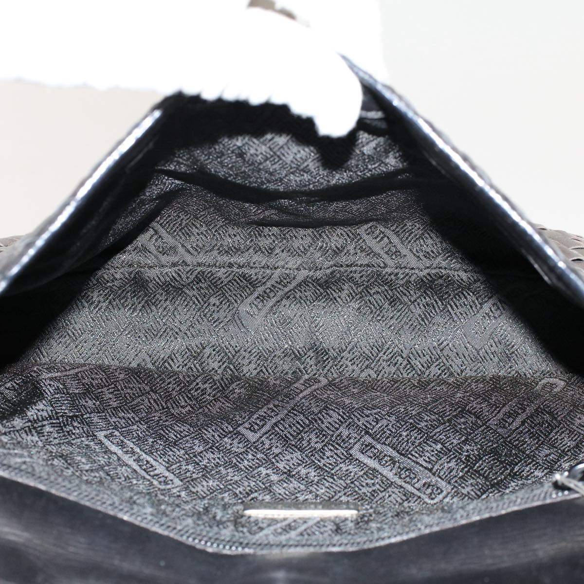 BOTTEGA VENETA Chain Shoulder Bag Leather Black Auth ep1601
