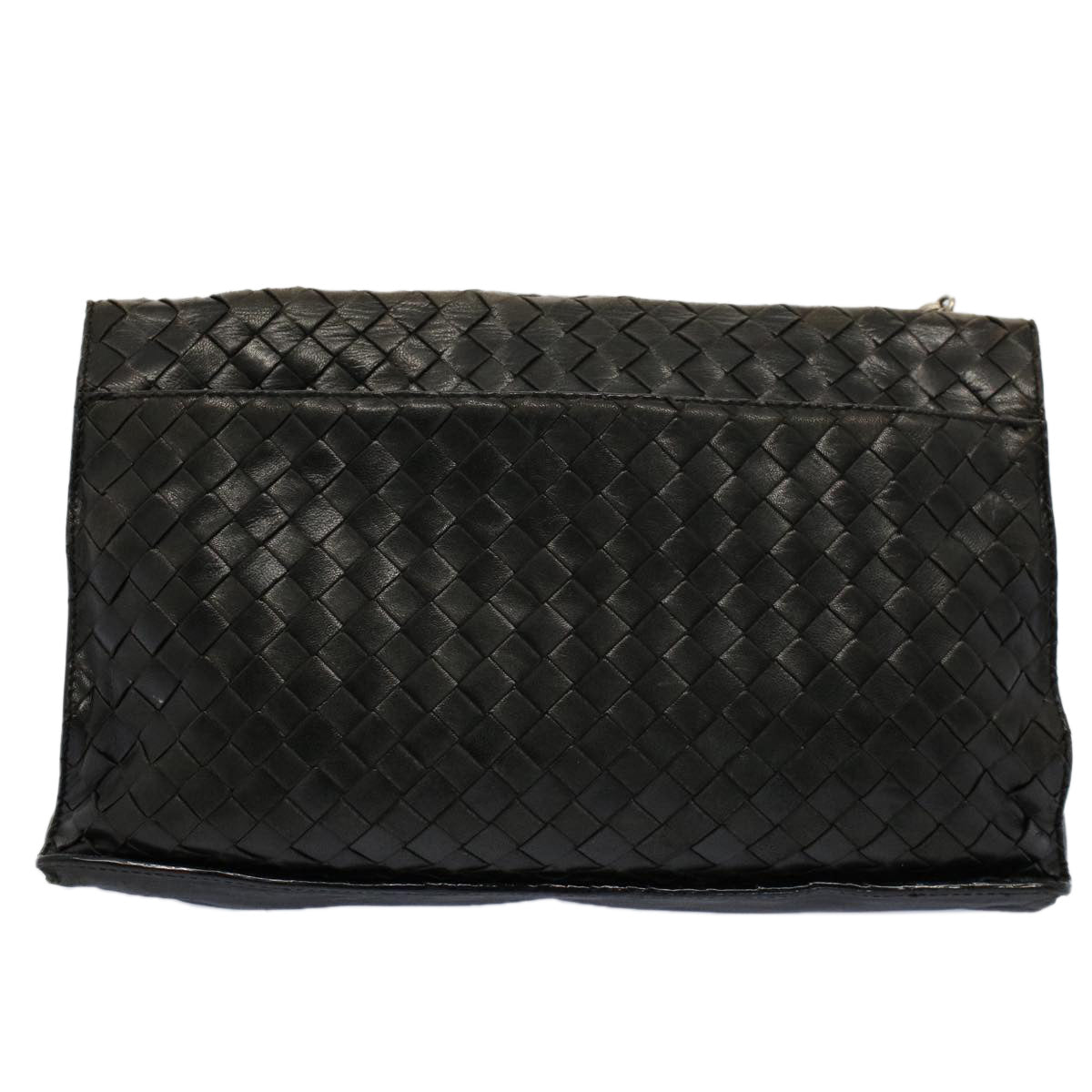 BOTTEGA VENETA Chain Shoulder Bag Leather Black Auth ep1601 - 0