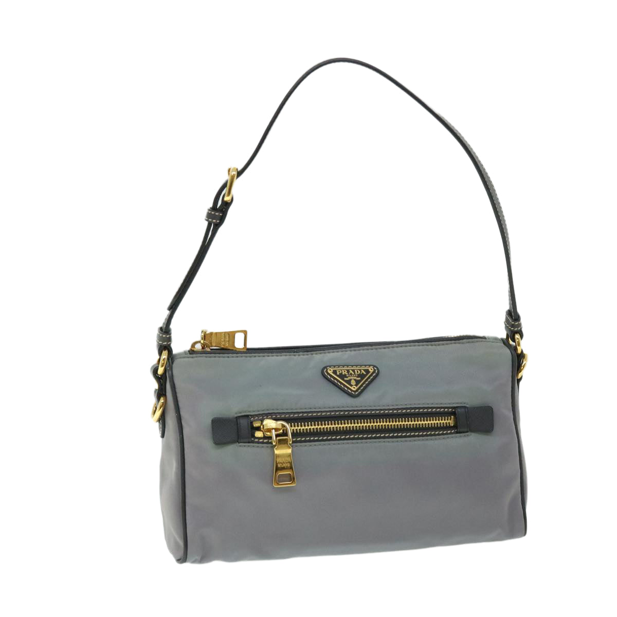 PRADA Shoulder Bag Nylon Gray Auth ep1604