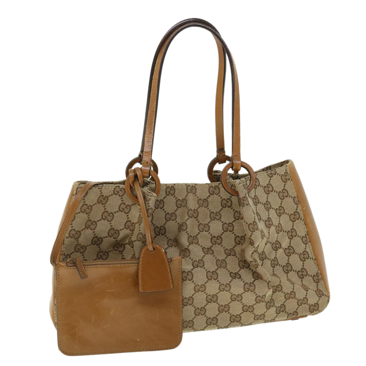 GUCCI GG Canvas Shoulder Bag Beige 94898 Auth ep1608