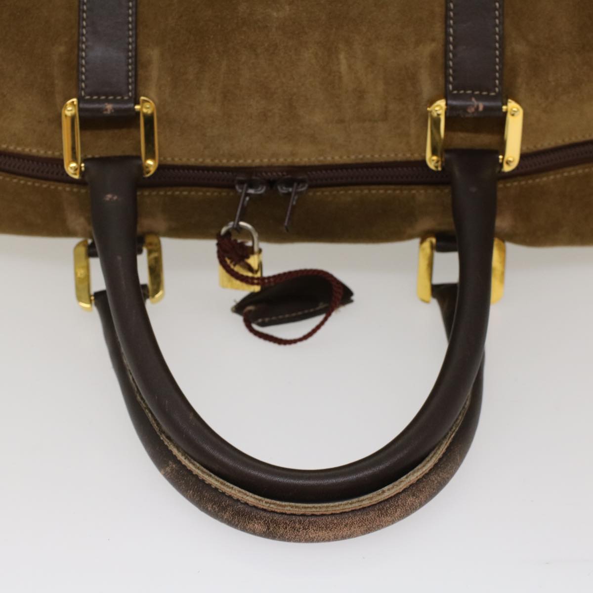 LOEWE Boston Bag Suede Leather Brown Auth ep1609