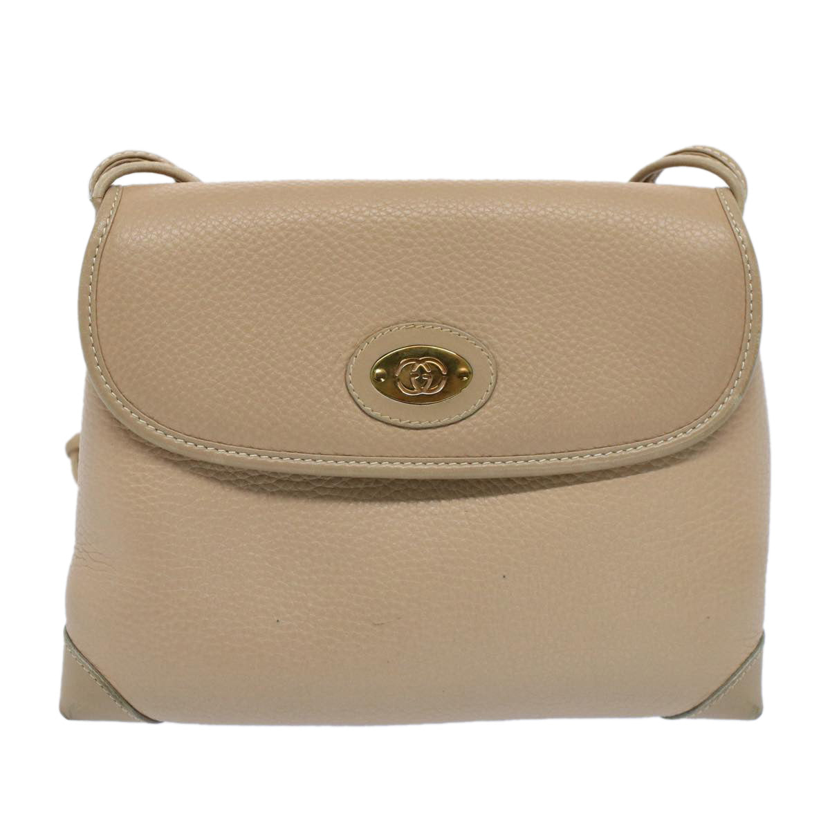 GUCCI Shoulder Bag Leather Beige Auth ep1610