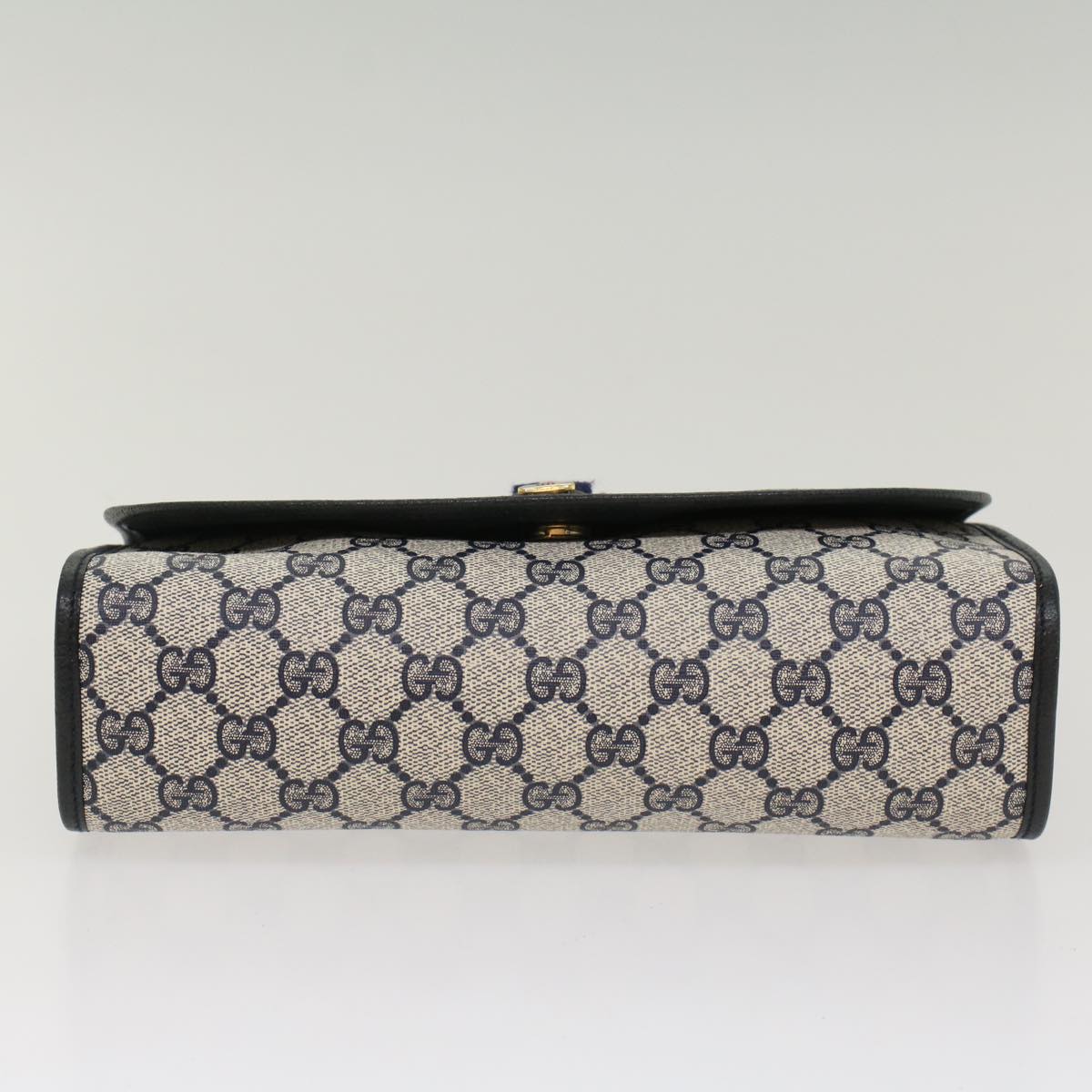 GUCCI GG Canvas Sherry Line Clutch Bag Gray Red Navy 89 01 030 Auth ep1612