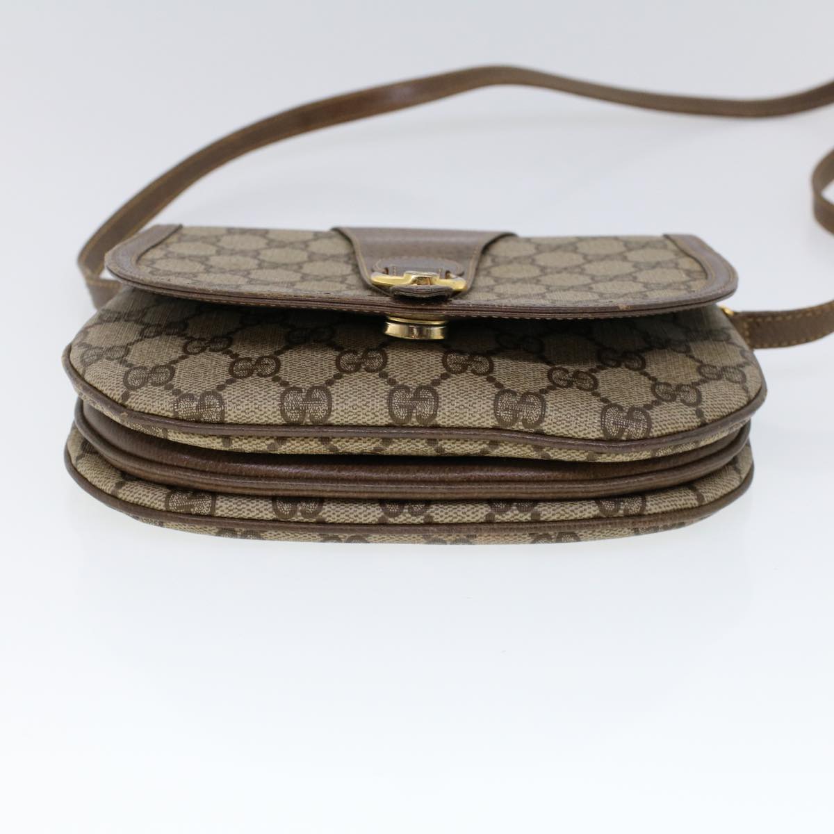 GUCCI GG Canvas Shoulder Bag PVC Leather Beige Auth ep1615