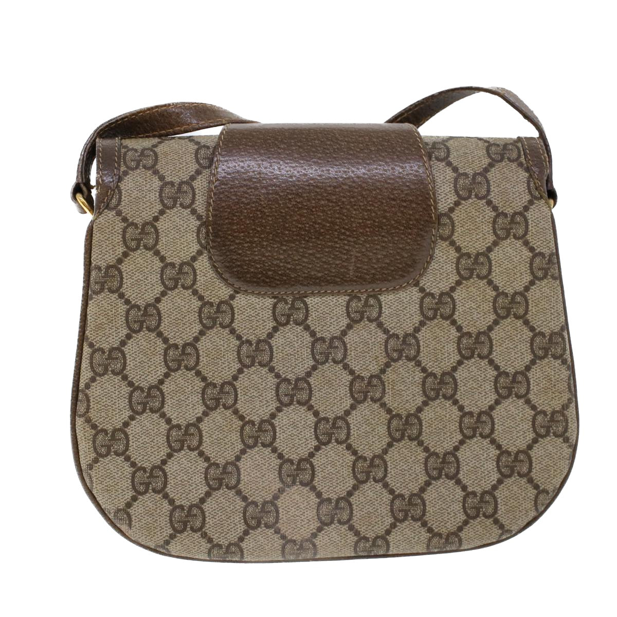 GUCCI GG Canvas Shoulder Bag PVC Leather Beige Auth ep1615