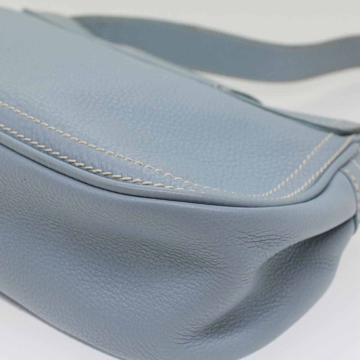 CELINE Shoulder Bag Leather Light Blue Auth ep1618