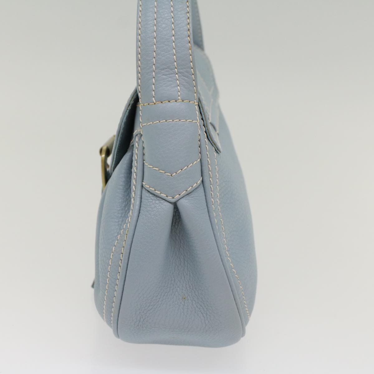 CELINE Shoulder Bag Leather Light Blue Auth ep1618