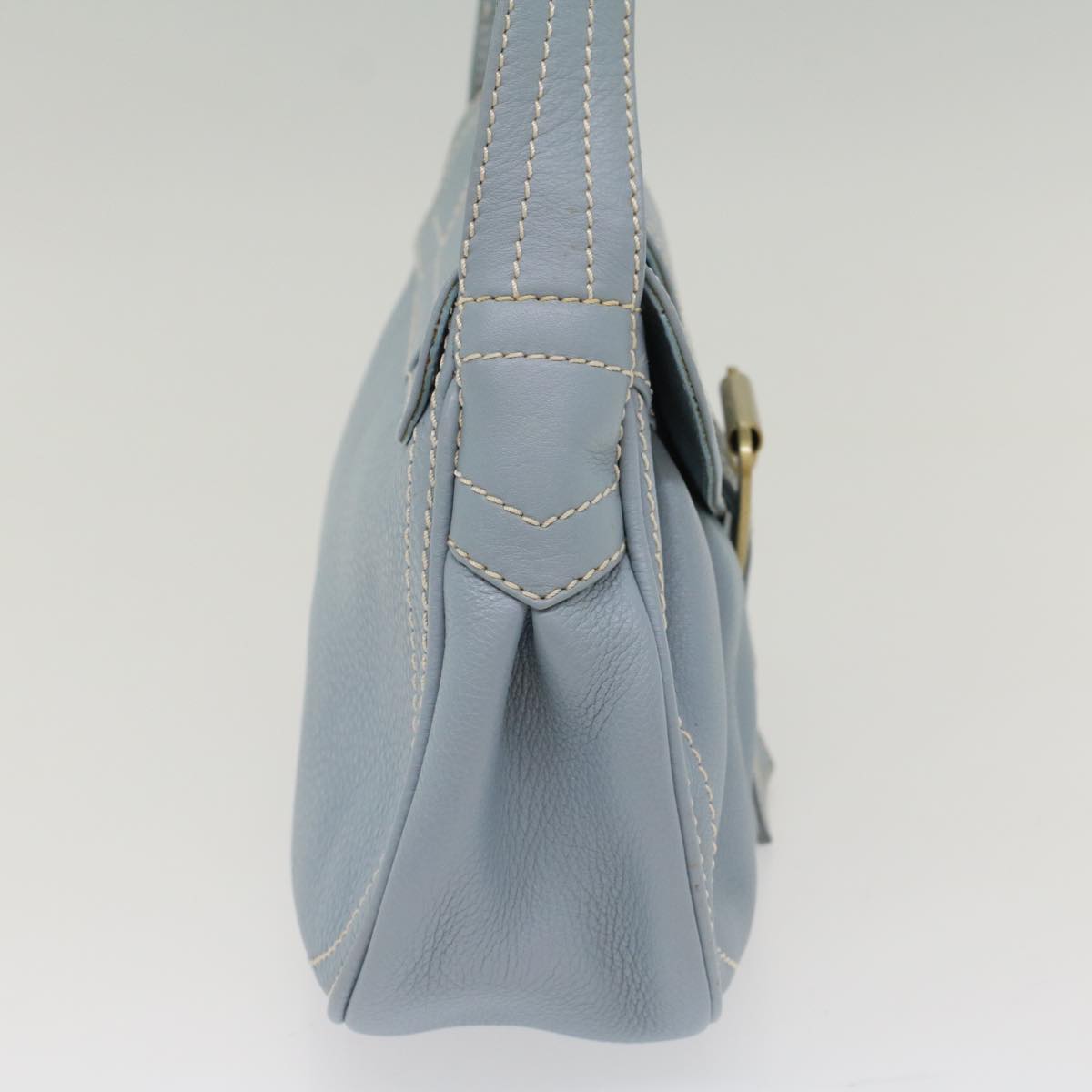 CELINE Shoulder Bag Leather Light Blue Auth ep1618