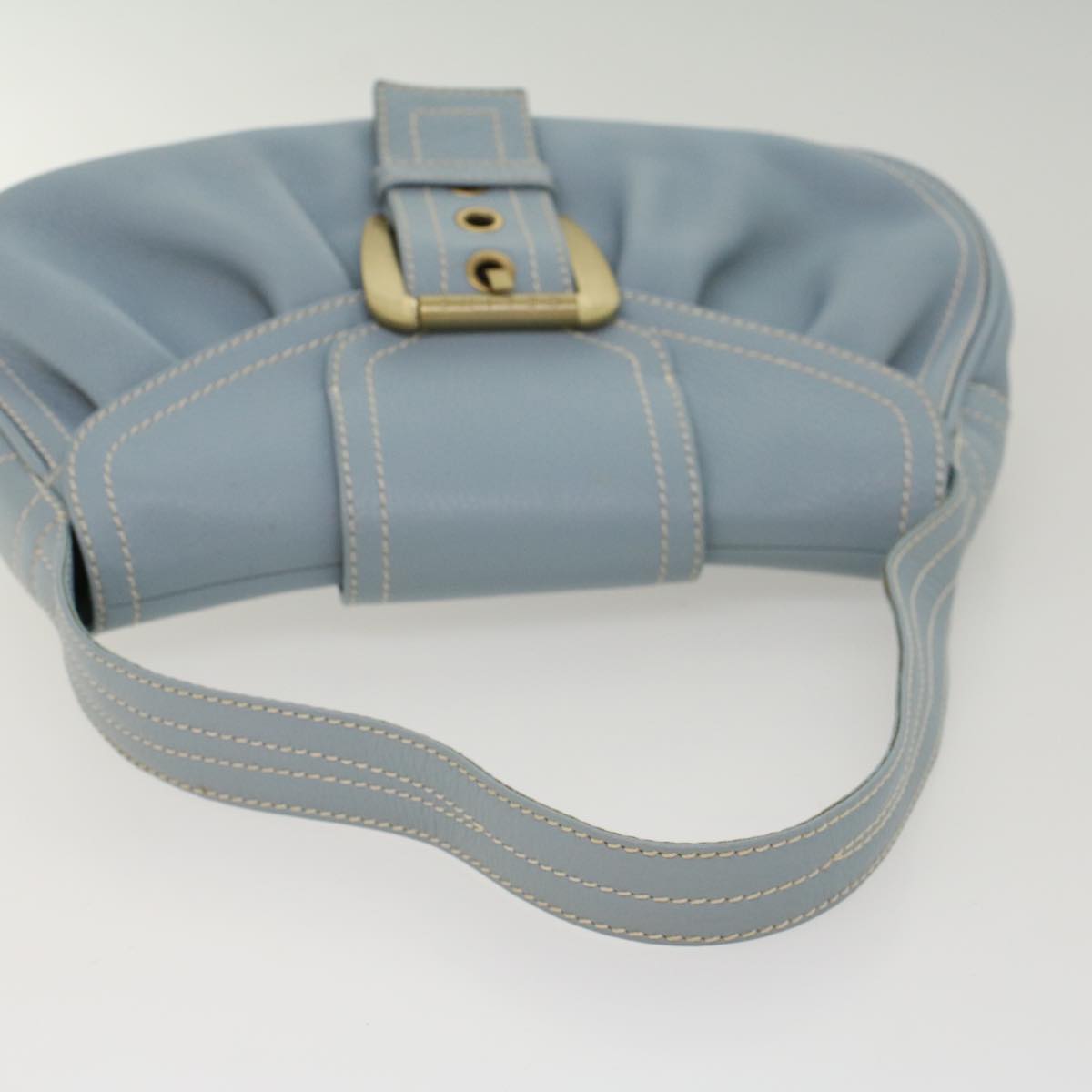 CELINE Shoulder Bag Leather Light Blue Auth ep1618