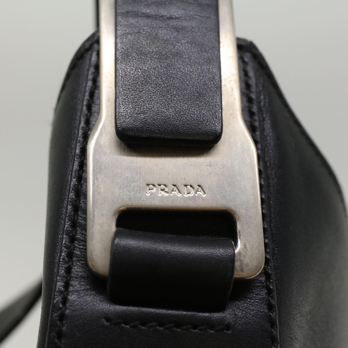 PRADA Shoulder Bag Leather Black Auth ep1623